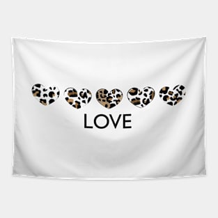 Leopard Print Hearts with ''love'' text Tapestry