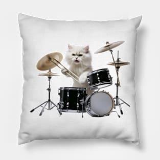 A Cat playing on drums Pillow