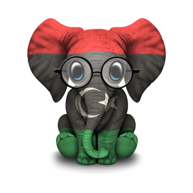 Baby Elephant with Glasses and Libyan Flag by jeffbartels