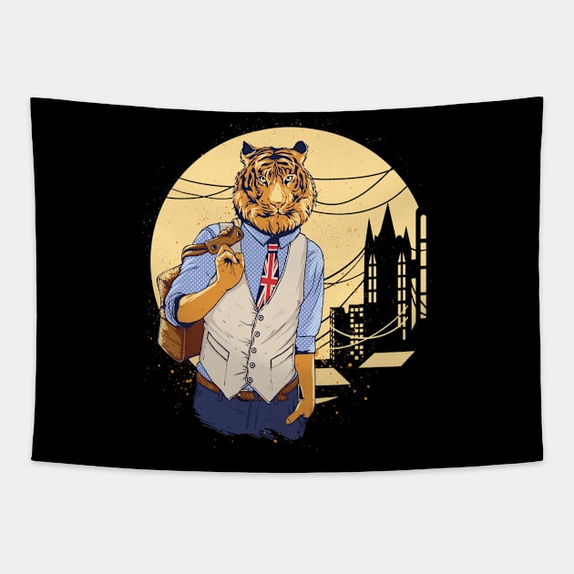 Man tiger head Tapestry by Kingluigi