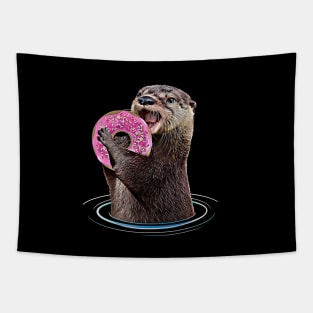 Otter with sweet donut Tapestry