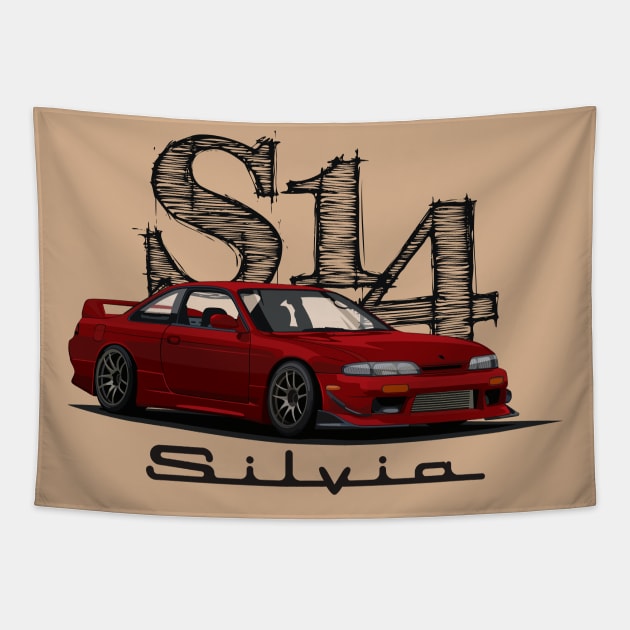 Nissan Silvia S14 Red Tapestry by Ajie Negara