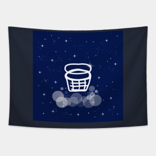 basketball basket, basket, basketball, sport, sports, ball, game, night, technology, light, universe, cosmos, galaxy, shine, concept, illustration Tapestry