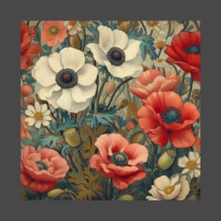 anemone and poppy flower pattern 5 T-Shirt