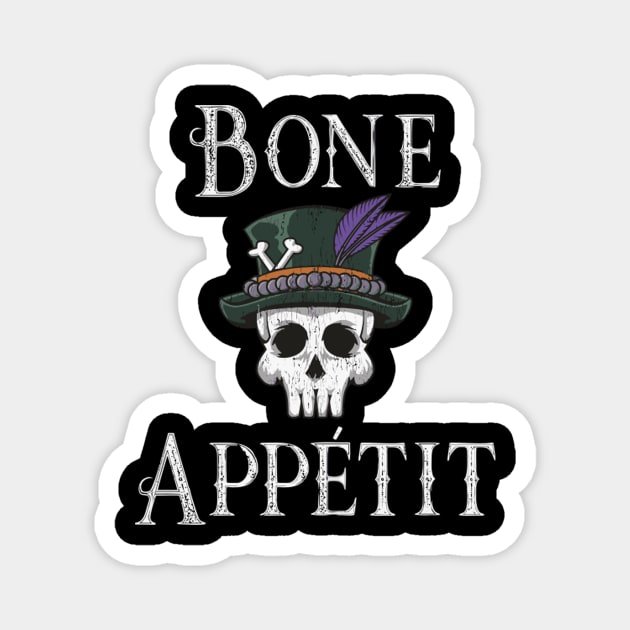 New Orleans Theme Voodoo Skull Bone Appetit Pun Magnet by Weirdcore