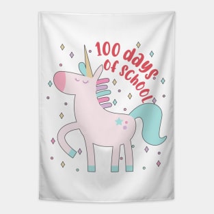 Happy 100 Days Of School Unicorn 100 Days Smarter Kids Tee Tapestry