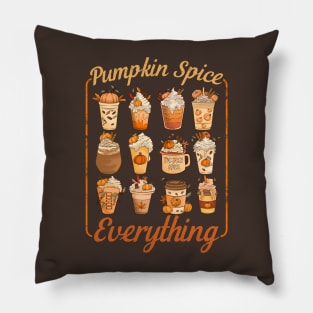 Pumpkin Spice Everything Coffee Shop Cafe Menu Autumn Fall Halloween Pillow