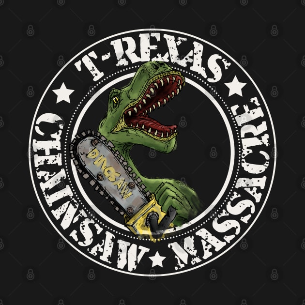 T-rex, T-rexas chainsaw massacre, dinosaur horror parody by Teessential