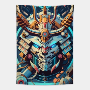 Mecha Oni Samurai Mask Tapestry