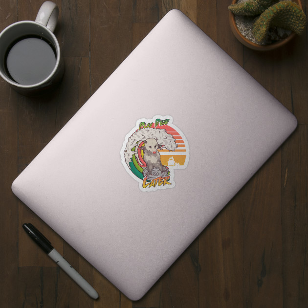 Play Dead Later Funny Opossum T Shirt Yolo Rainbow Surfing On A