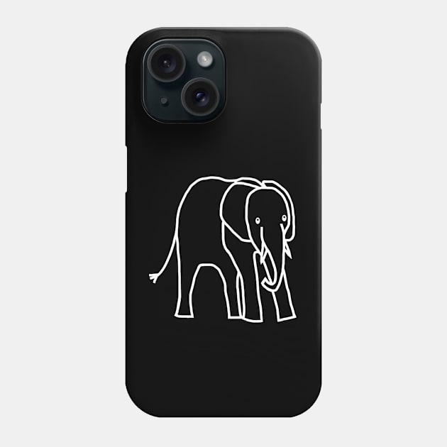 Minimal White Line Little Elephant Phone Case by ellenhenryart