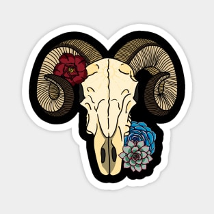 Ram Skull with Desert Flowers Magnet