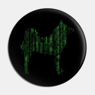 Lilly the Shiba Inu Silhouette - Matrix on Black Pin