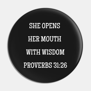 Bible Verse for Mom Proverbs 31:26 With Wisdom Pin