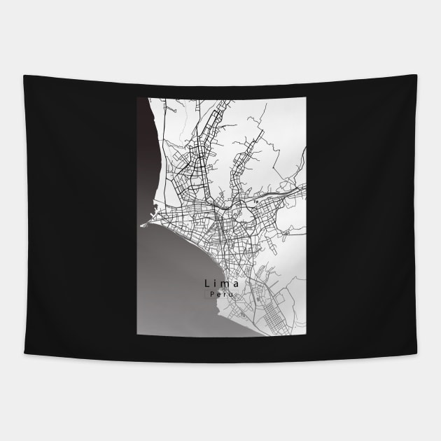 Lima Peru City Map Tapestry by Robin-Niemczyk