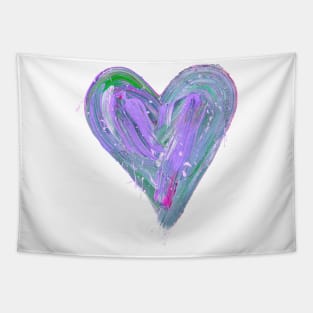 Purple and Teal Painted Heart with Splatter Tapestry