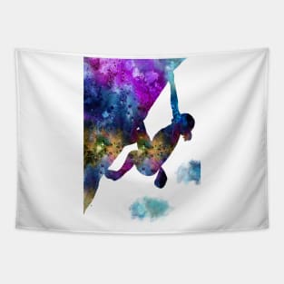 Rock climbing extreme sport woman Tapestry