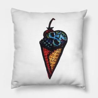 Ice cream, waffle cone, skulls, jms art Pillow