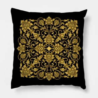 Medallion golden floral Pillow