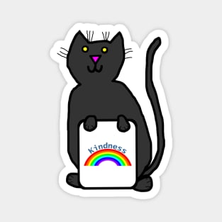 Cute Cat with Kindness Rainbow Sign Magnet