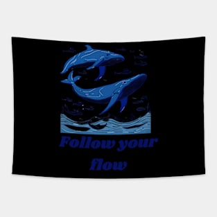 Blue Whale Sailing In The Sea Tapestry