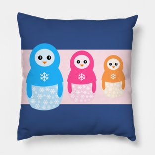 Winter matrioshka candy penguins Pillow