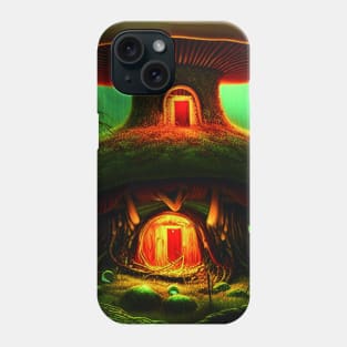 Magical Big Cottage Mushroom House with Lights in Forest with High Trees, Mushroom Aesthetic Phone Case