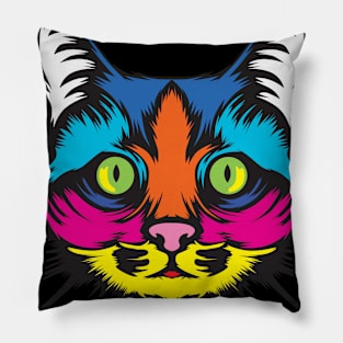 Cat pop art or Rainbow cat Pillow