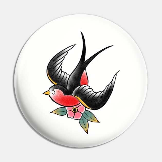 Oldschool swallow Pin by OktInk