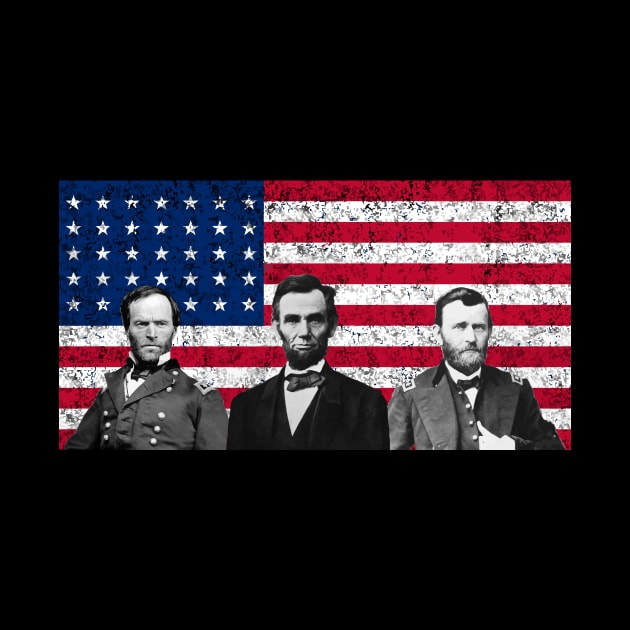 Sherman - Lincoln - Grant - US Flag by warishellstore