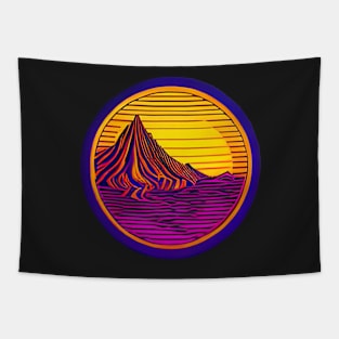 Outrun sunset  alien mountains cyberpunk sticker Tapestry