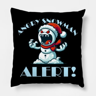 Angry Snowman Alert! - Evil Monster Snowman Design Pillow