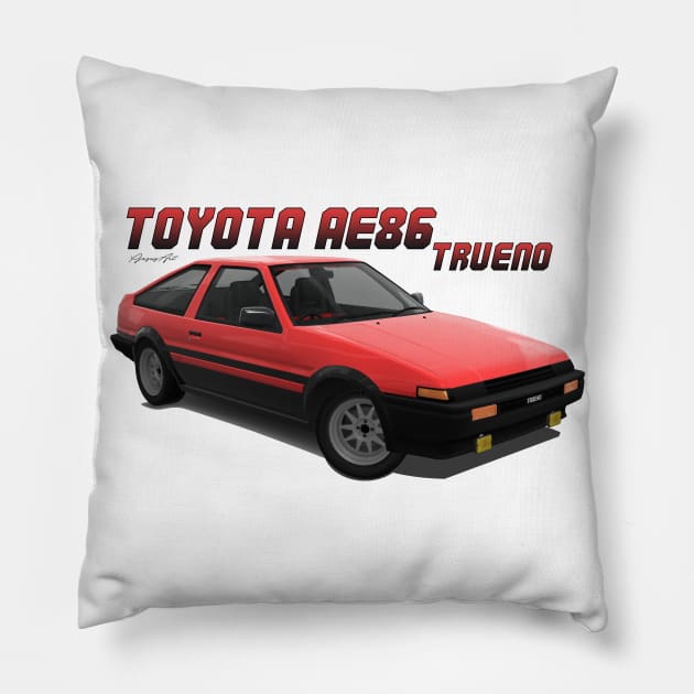 Toyota AE86 Sprinter Trueno Red Pillow by PjesusArt