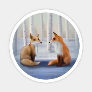 winter foxes are coming Magnet