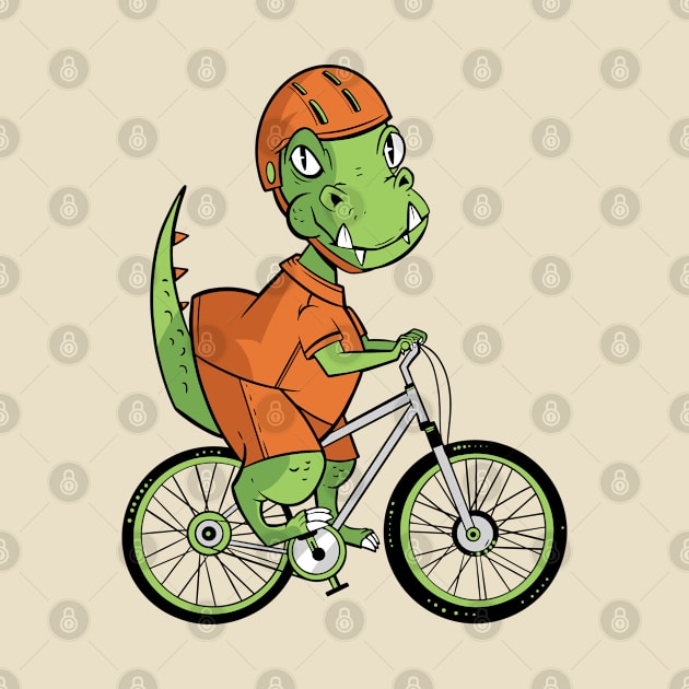 T-rex Dinosaur Riding a Bicycle by OnepixArt