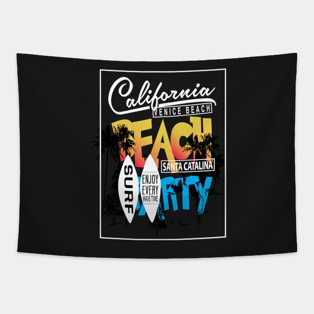 California beach party Tapestry by D3monic