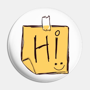 "Hi" note doodle Pin