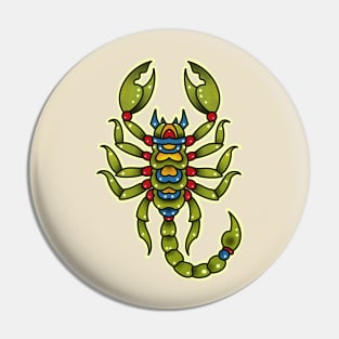 Neotraditional scorpio in green Pin