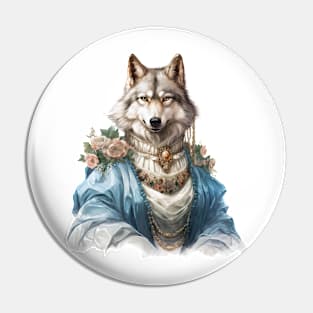 Watercolor Victorian Wolf #4 Pin