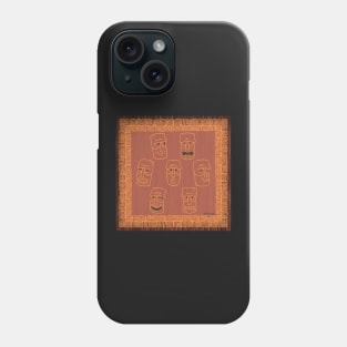 Tiki Time - Orange with Brick-colored Background Version! Phone Case