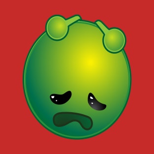 Funny Sad Alien Monster ET Extraterrestrial Martian Green Man Emoji for Women, Men and Kids 4 T-Shirt