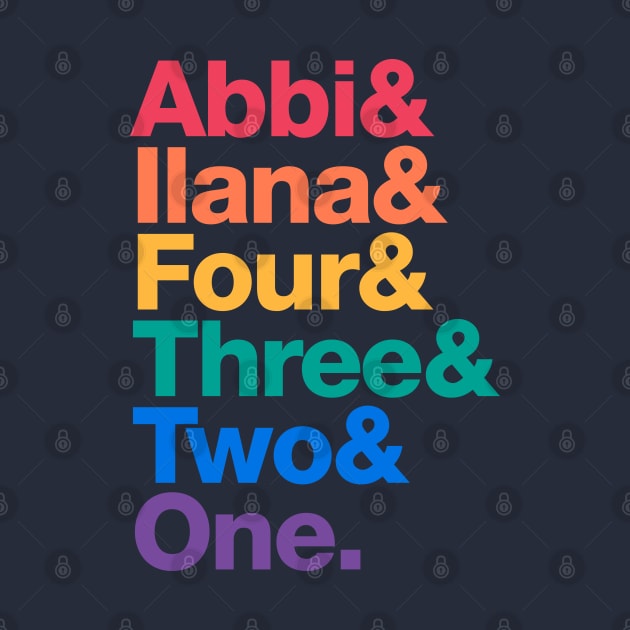 Broad City Roll Call Rainbow Edition – Abbi & Ilana name list by thedesigngarden