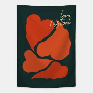 Love festival, Romantic, Hearts print, Black red retro art, Valentine's Day, Aesthetic poster, Abstract Tapestry