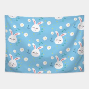 adorabe bunnies with flowers pattern Tapestry