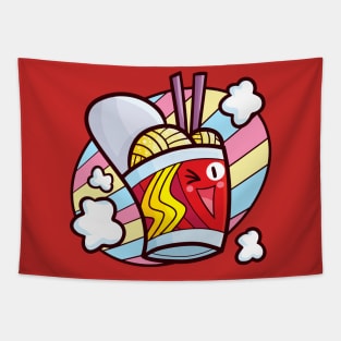 Cute red cup noodle Tapestry