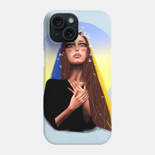 Ukrainian young emotional girl with Ukrainian symbols Phone Case