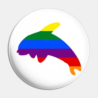 Orca Whale Rainbow Flag Pin