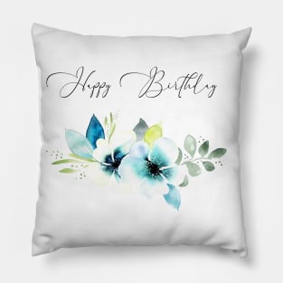 Happy Birthday Floral Pillow