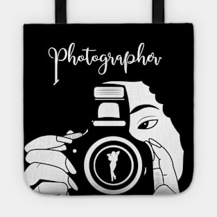 female photographer black and white artwork Tote