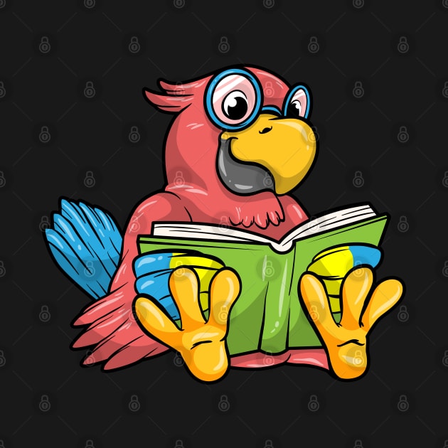 Parrot as Nerd with Glasses and Book by Markus Schnabel